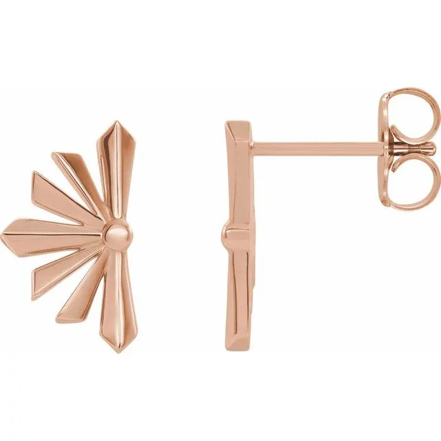 TreasureFineJewelers Earrings 14K Rose Gold Starburst Earrings