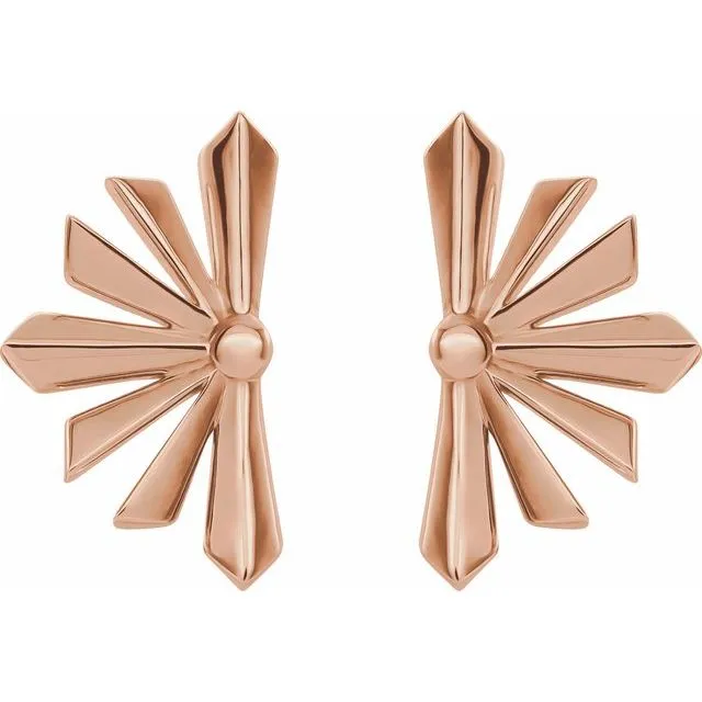 TreasureFineJewelers Earrings 14K Rose Gold Starburst Earrings