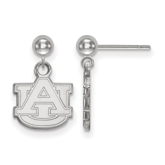 TreasureFineJewelers Earrings 14k White Gold Auburn University AU Dangle Ball Post Earrings