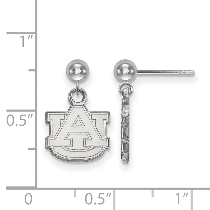 TreasureFineJewelers Earrings 14k White Gold Auburn University AU Dangle Ball Post Earrings