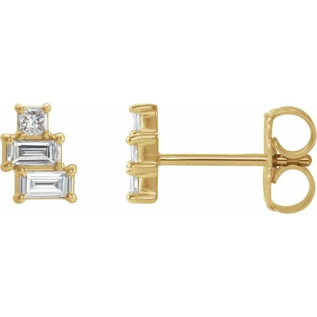 TreasureFineJewelers Earrings 14K Yellow 14 CTW Diamond Geometric Cluster Earrings TreasureFineJewelers Earrings 14K Yellow 14 CTW Diamond Geometric Cluster Earrings
