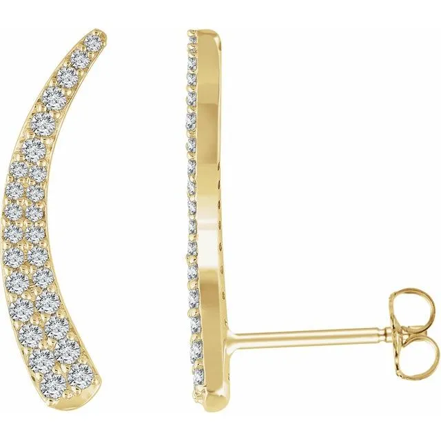 TreasureFineJewelers Earrings 14K Yellow 38 CTW Diamond Ear Climbers