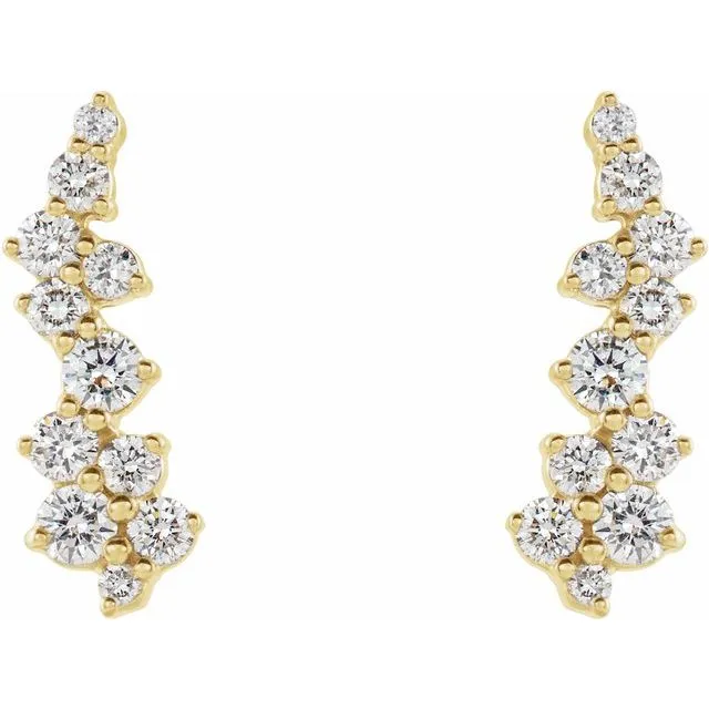 TreasureFineJewelers Earrings 14K Yellow 38 CTW Diamond Ear Climbers