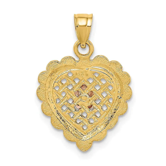 TreasureFineJewelers Earrings 14k Yellow and Rose Gold Flower In Heart Basket Charm