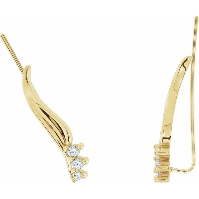 TreasureFineJewelers Earrings 14K Yellow Gold 16 CTW Natural Diamond Ear Climbers