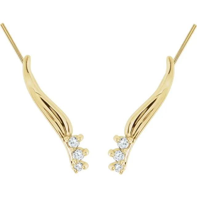 TreasureFineJewelers Earrings 14K Yellow Gold 16 CTW Natural Diamond Ear Climbers