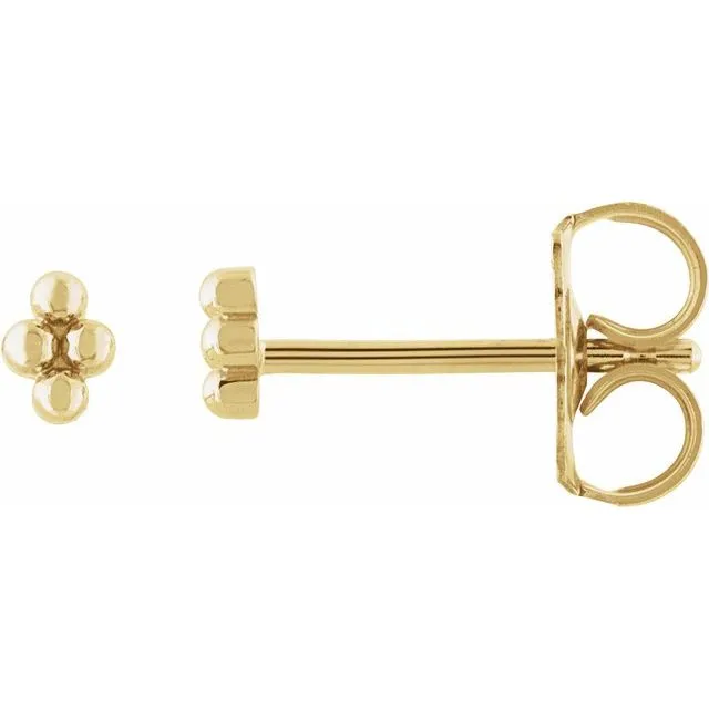 TreasureFineJewelers Earrings 14K Yellow Gold Tiny Beaded Earrings