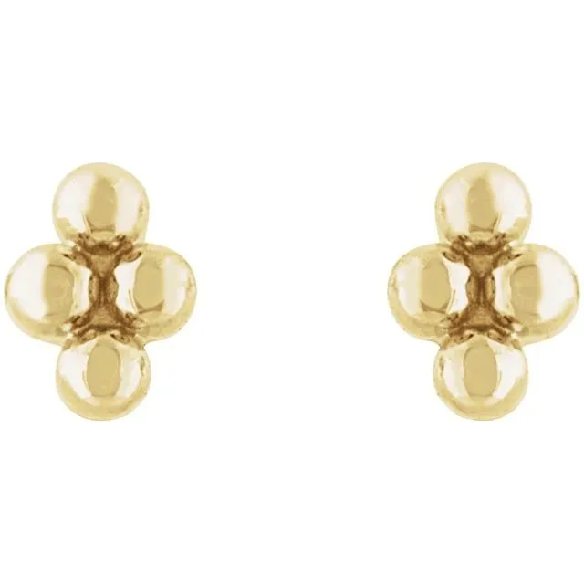 TreasureFineJewelers Earrings 14K Yellow Gold Tiny Beaded Earrings