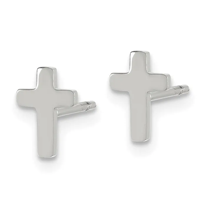 TreasureFineJewelers Earrings Stainless Steel Polished Cross Earrings