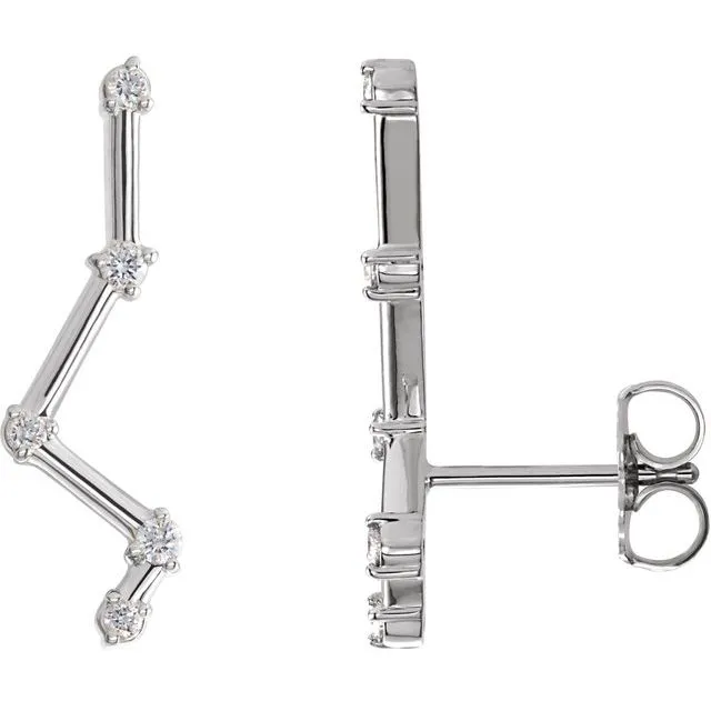 TreasureFineJewelers Earrings Sterling Silver 110 CTW Natural Diamond Constellation Ear Climbers