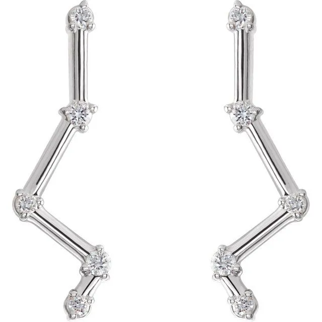 TreasureFineJewelers Earrings Sterling Silver 110 CTW Natural Diamond Constellation Ear Climbers
