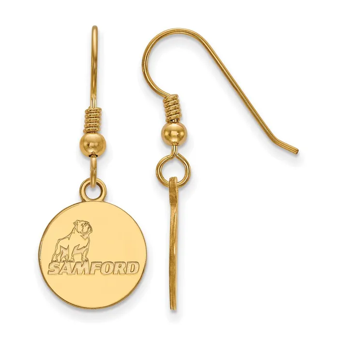 TreasureFineJewelers Earrings Sterling Silver Goldplated Samford University Small Dangle Wire Earrings