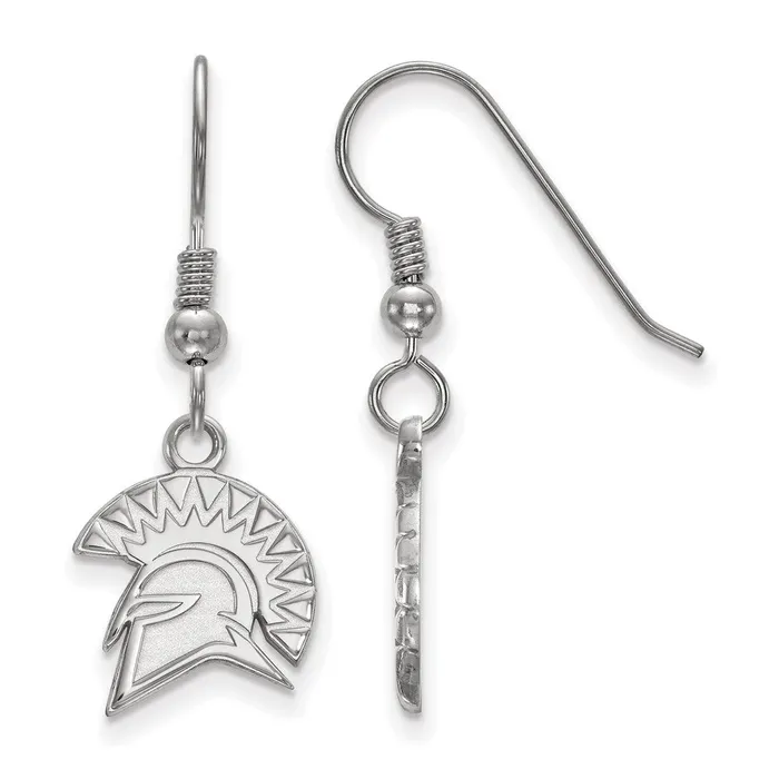 TreasureFineJewelers Earrings Sterling Silver Rhodiumplated San Jose State University Spartan Small Dangle Wire Earrings