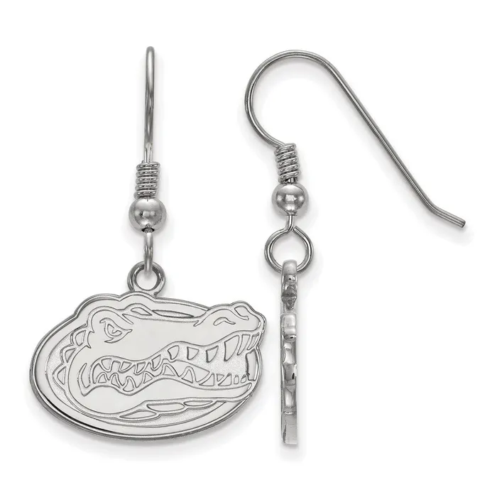 TreasureFineJewelers Earrings Sterling Silver Rhodiumplated University of Florida Gator Small Dangle Wire Earrings