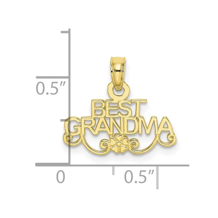 TreasureFineJewelers Necklaces 10K BEST GRANDMA With Flower Pendant
