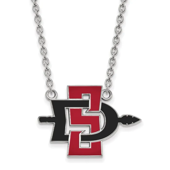 TreasureFineJewelers Necklaces 10K White Gold San Diego State University Large Enameled Pendant wilth Necklace TreasureFineJewelers Necklaces 10K White Gold San Diego State University Large Enameled Pendant wilth Necklace