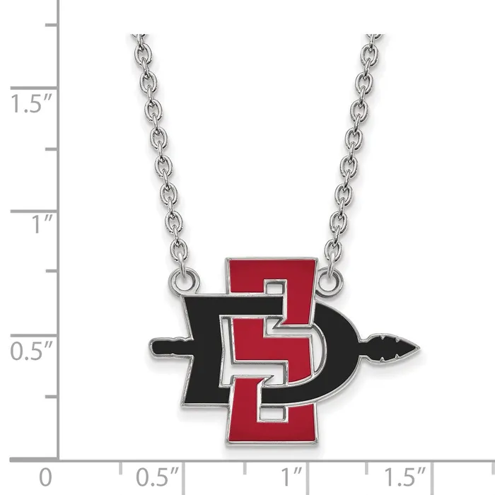 TreasureFineJewelers Necklaces 10K White Gold San Diego State University Large Enameled Pendant wilth Necklace