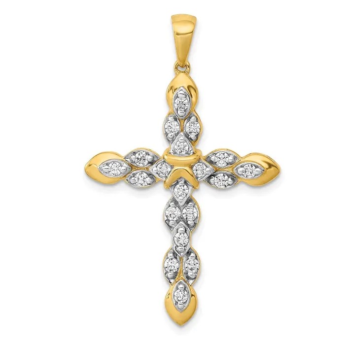 TreasureFineJewelers Necklaces 14k 12ct Diamond Cross Pendant