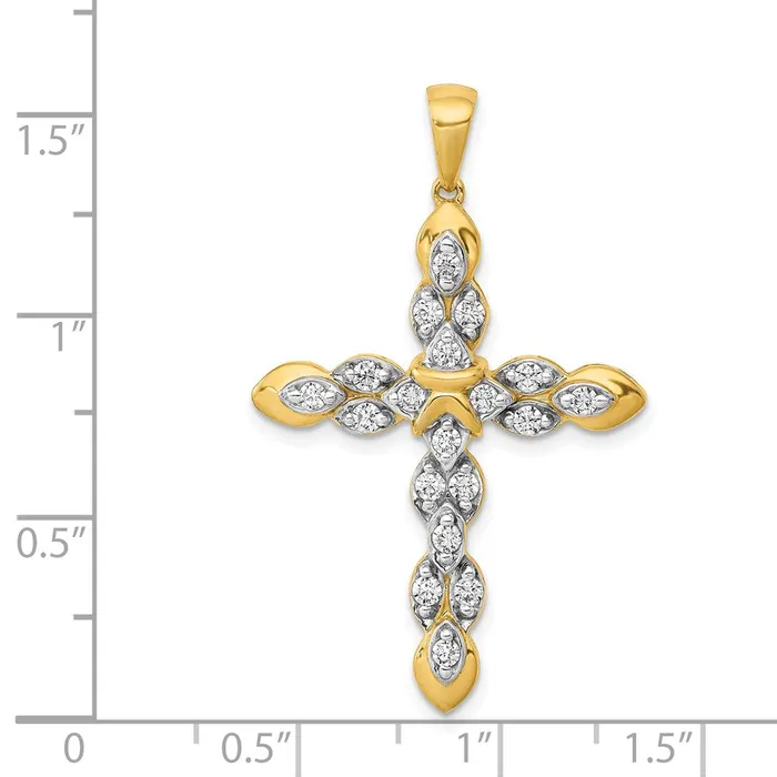 TreasureFineJewelers Necklaces 14k 12ct Diamond Cross Pendant