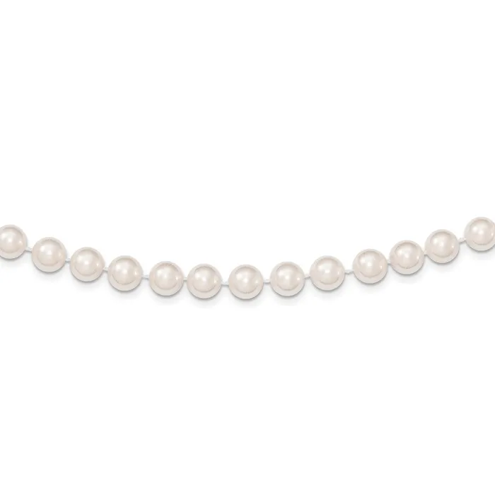 TreasureFineJewelers Necklaces 14k 78mm Round White Gold Saltwater Akoya Cultured Pearl Necklace
