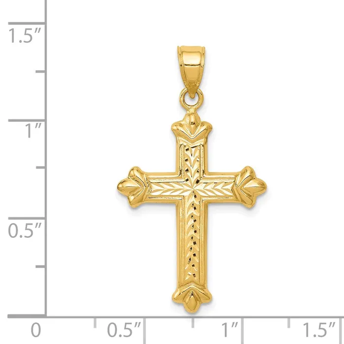 TreasureFineJewelers Necklaces 14k Reversible Diamondcut Cross Pendant