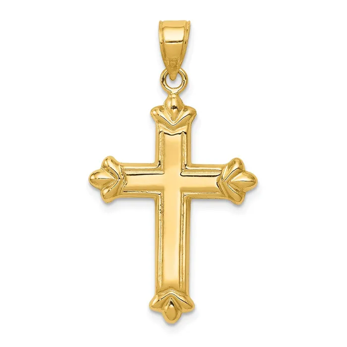 TreasureFineJewelers Necklaces 14k Reversible Diamondcut Cross Pendant