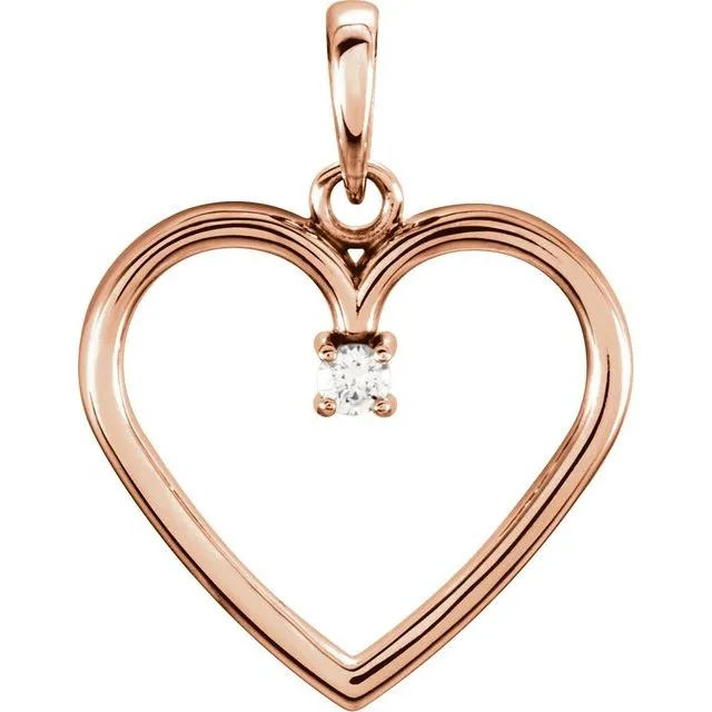 TreasureFineJewelers Necklaces 14K Rose 02 CTW Diamond Heart Pendant