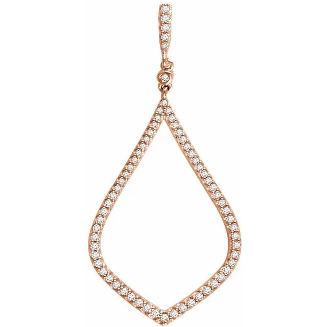 TreasureFineJewelers Necklaces 14K Rose Gold 14 CTW Natural Diamond Pendant