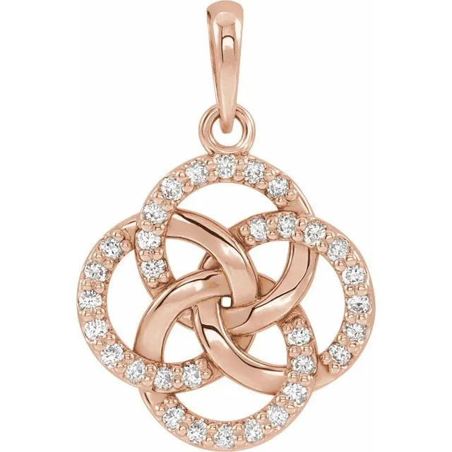 TreasureFineJewelers Necklaces 14K Rose Gold 18 CTW Natural Diamond FiveFold Celtic Pendant