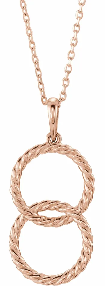 TreasureFineJewelers Necklaces 14K Rose Gold Interlocking Circle 1618 Necklace TreasureFineJewelers Necklaces 14K Rose Gold Interlocking Circle 1618 Necklace