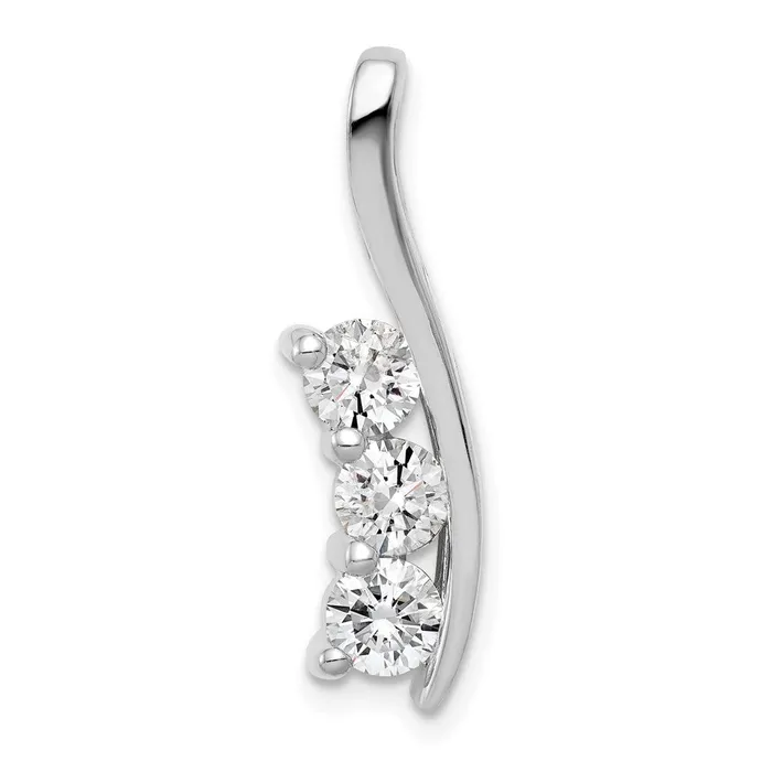 TreasureFineJewelers Necklaces 14k White Gold AAA Diamond Three Stone Curved Bar Pendant TreasureFineJewelers Necklaces 14k White Gold AAA Diamond Three Stone Curved Bar Pendant