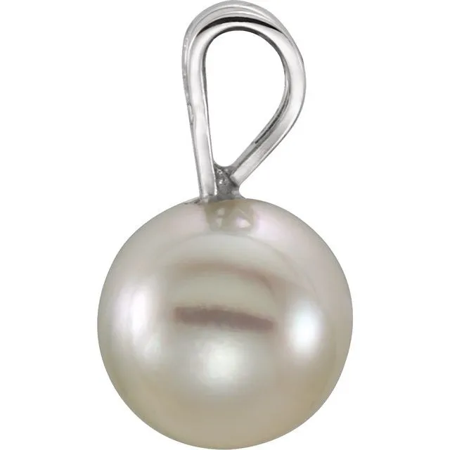 TreasureFineJewelers Necklaces 14K White Gold Akoya Cultured Pearl Pendant