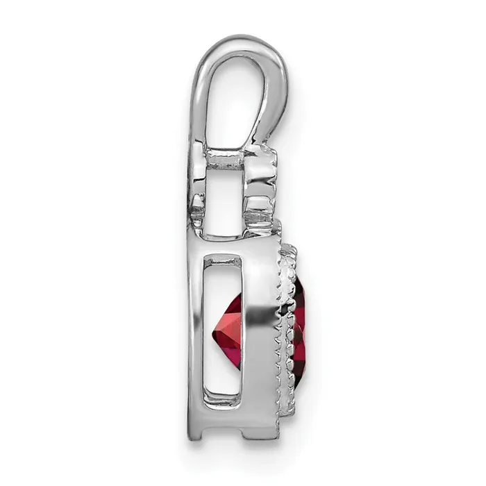 TreasureFineJewelers Necklaces 14k White Gold Cushion Garnet and Diamond Pendant