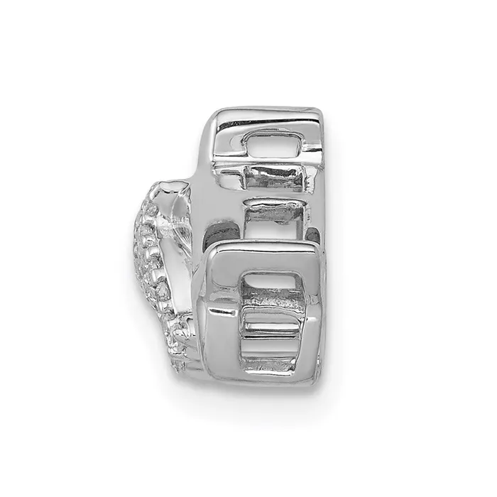 TreasureFineJewelers Necklaces 14k White Gold Diamond Dolphins Chain Slide