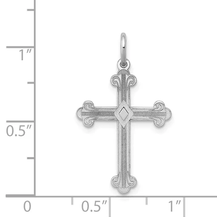 TreasureFineJewelers Necklaces 14K White Gold Laser Designed Cross Pendant