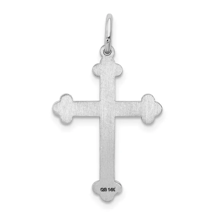 TreasureFineJewelers Necklaces 14K White Gold Laser Designed Cross Pendant