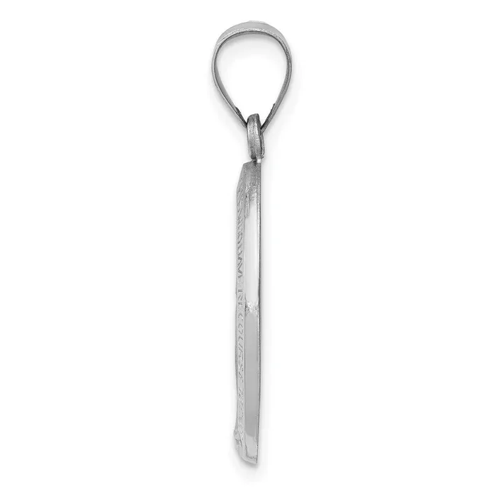 TreasureFineJewelers Necklaces 14k White Gold Polished Satin Miraculous Medal Hollow Pendant