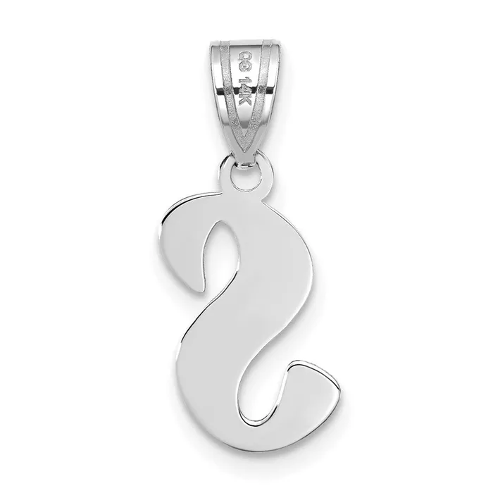 TreasureFineJewelers Necklaces 14k White Gold Polished Script Letter S Initial Pendant