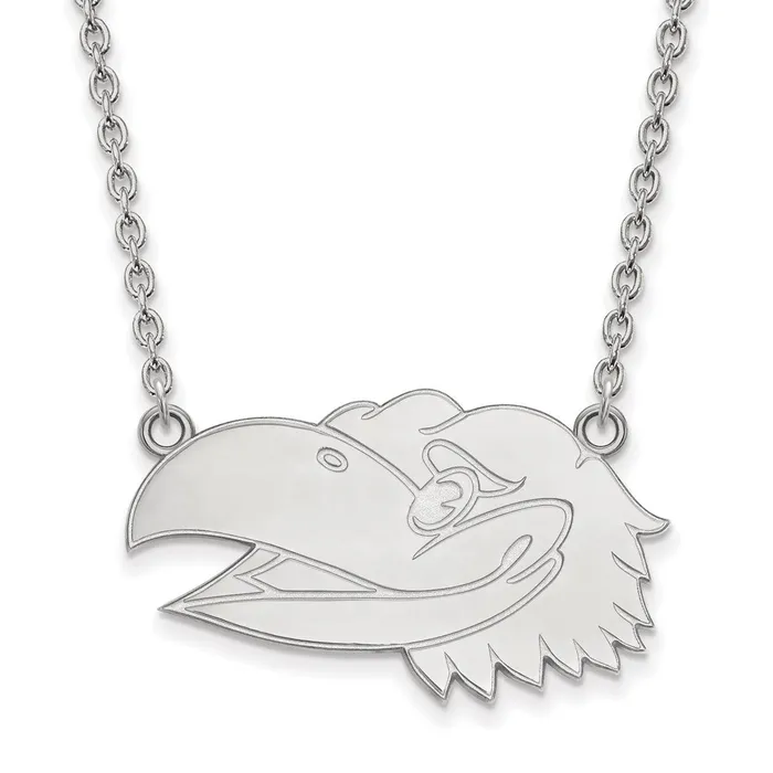 TreasureFineJewelers Necklaces 14K White Gold University of Kansas Large Pendant with Necklace