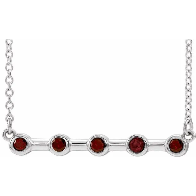 TreasureFineJewelers Necklaces 14K White Mozambique Garnet BezelSet Bar 16 Necklace TreasureFineJewelers Necklaces 14K White Mozambique Garnet BezelSet Bar 16 Necklace