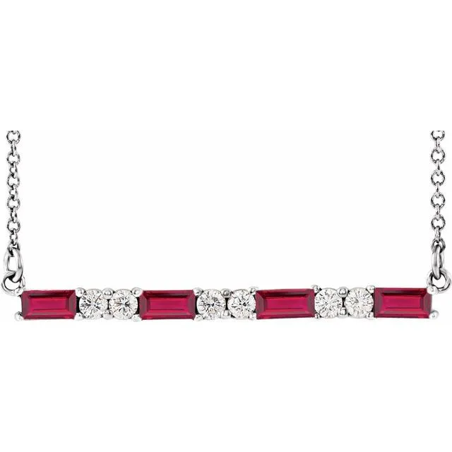 TreasureFineJewelers Necklaces 14K White Ruby 15 CTW Diamond Bar 1618 Necklace TreasureFineJewelers Necklaces 14K White Ruby 15 CTW Diamond Bar 1618 Necklace