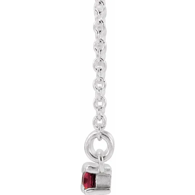 TreasureFineJewelers Necklaces 14K White Ruby 15 CTW Diamond Bar 1618 Necklace