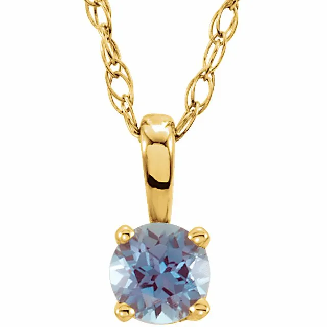 TreasureFineJewelers Necklaces 14K Yellow 3 mm Round June Imitation Alexandrite Youth Birthstone 14 Necklace TreasureFineJewelers Necklaces 14K Yellow 3 mm Round June Imitation Alexandrite Youth Birthstone 14 Necklace