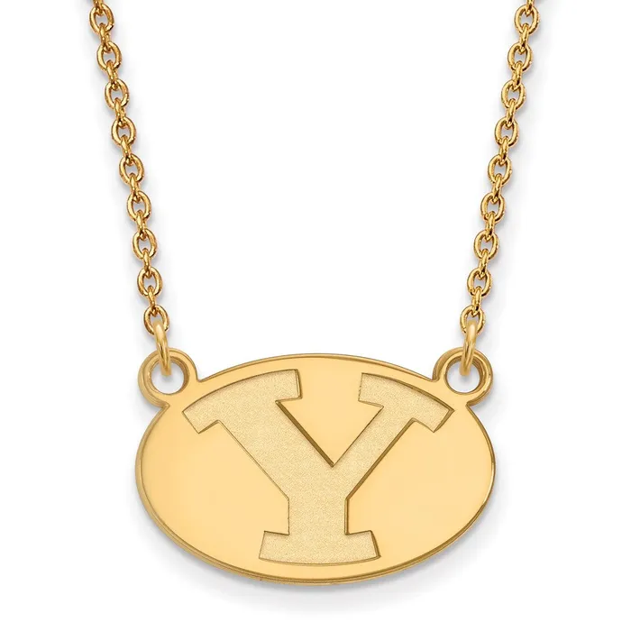 TreasureFineJewelers Necklaces 14K Yellow Gold Brigham Young University Small Pendant with Necklace