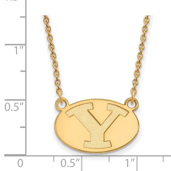 TreasureFineJewelers Necklaces 14K Yellow Gold Brigham Young University Small Pendant with Necklace