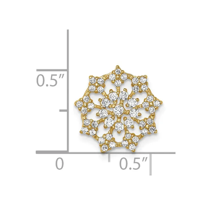 TreasureFineJewelers Necklaces 14k Yellow Gold Fancy CZ Chain Slide Pendant