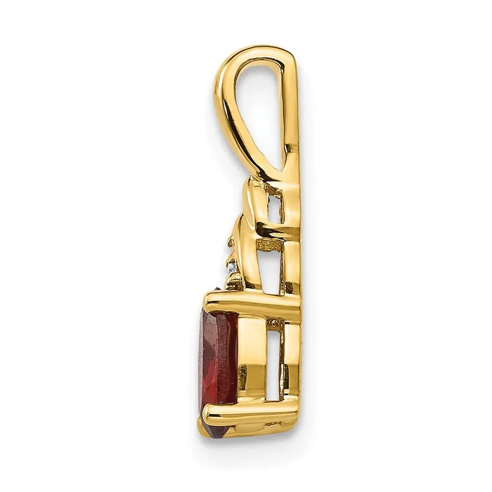 TreasureFineJewelers Necklaces 14k Yellow Gold Garnet and Diamond Pendant