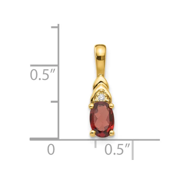 TreasureFineJewelers Necklaces 14k Yellow Gold Garnet and Diamond Pendant