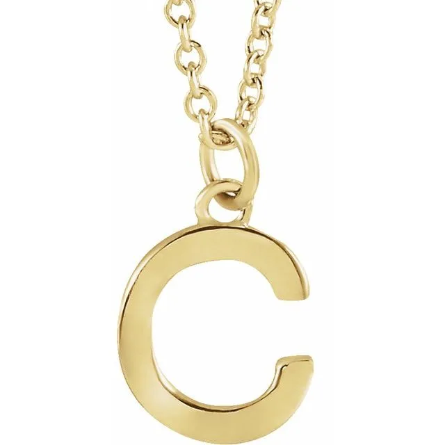 TreasureFineJewelers Necklaces 14K Yellow Gold Initial C Dangle 16 Necklace