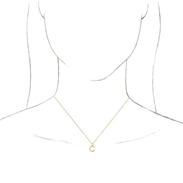 TreasureFineJewelers Necklaces 14K Yellow Gold Initial C Dangle 16 Necklace